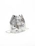 Geometric Embossed Zip Front Drawstring Design Bucket Bag