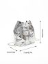 Geometric Embossed Zip Front Drawstring Design Bucket Bag