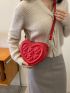 Mini Neon Red Geometric Embossed Heart Shape Novelty Bag