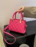 Mini Neon Pink Weave Detail Square Bag