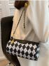 Argyle Pattern Letter Graphic Bucket Bag