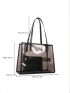 Letter Graphic Shoulder Tote Bag With Inner Pouch, Clear Bag