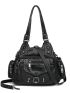 Buckle Decor Pocket Side Shoulder Bag