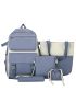 5Pcs Two Tone Pocket Front Backpack Set