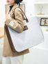 Letter Patch Shoulder Tote Bag