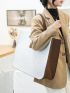 Letter Patch Shoulder Tote Bag