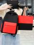 4Pcs Two Tone Pocket Front Backpack Set