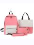 4Pcs Two Tone Pocket Front Backpack Set