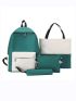 4Pcs Two Tone Pocket Front Backpack Set