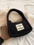 Letter Patch Corduroy Hobo Bag