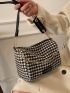 Houndstooth Pattern Chain Hobo Bag