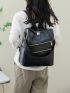 Zipper Functional Backpack With Coin Purse