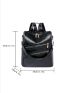 Zipper Functional Backpack With Coin Purse