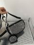 Mini Rhinestone Decor Saddle Bag With Coin Purse