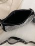 Mini Rhinestone Decor Saddle Bag With Coin Purse