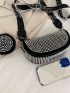 Mini Rhinestone Decor Saddle Bag With Coin Purse