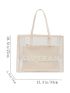 Clear Letter Graphic Shoulder Tote Bag With Inner Pouch