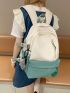 Two Tone Functional Backpack With Bag Charm