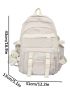 Letter Patch Functional Backpack With Bag Charm