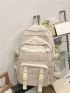 Letter Patch Functional Backpack With Bag Charm