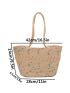 Large Capacity Straw Bag Double Handle Colorblock