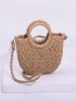 Hollow Out Top Ring Straw Bag