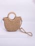 Hollow Out Top Ring Straw Bag