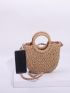 Hollow Out Top Ring Straw Bag