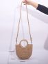 Hollow Out Top Ring Straw Bag