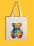 Cartoon Bear Graphic Shopper Bag