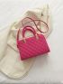 Neon-pink Argyle Quilted Square Bag