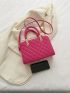 Neon-pink Argyle Quilted Square Bag