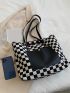 Checkered Pattern Shoulder Tote Bag