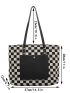 Checkered Pattern Shoulder Tote Bag