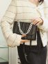 Quilted Pattern Chain Decor Flap Square Bag