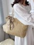 Twilly Scarf Decor Straw Bag