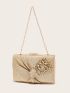 Mini Glitter & Faux Pearl Decor Chain Box Bag