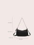 Letter Patch Decor Chain Hobo Bag