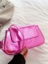 Neon Pink Flap Baguette Bag