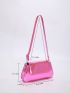 Neon Pink Flap Baguette Bag