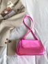 Neon Pink Flap Baguette Bag