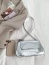 Minimalist Metallic Flap Baguette Bag