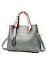 Crocodile Embossed Twilly Scarf Decor Square Bag