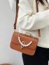 Mini Faux Pearl Decor Flap Square Bag