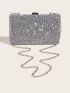 Mini Rhinestone Decor Chain Box Bag