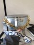 Mini Metallic Metal & Chain Decor Waist Bag