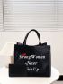 2pcs Letter Print Tote Bag Set