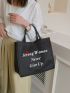 2pcs Letter Print Tote Bag Set