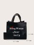 2pcs Letter Print Tote Bag Set