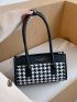 Houndstooth Letter Print Square Bag